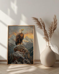 Bald Eagle Sunrise Poster, Majestic Mountain Decor - Patriotic Wildlife Art