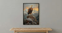 Bald Eagle Sunrise Poster, Majestic Mountain Decor - Patriotic Wildlife Art