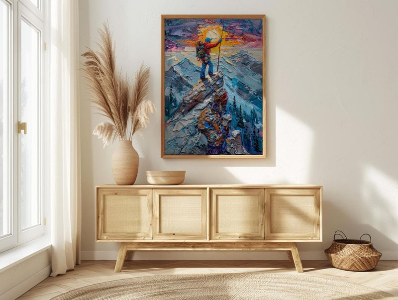 Mountain Climber Wall Art, Patriotic Colorado Decor - Alpine Adventure Print