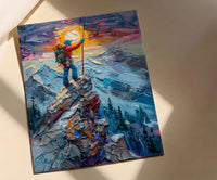 Mountain Climber Wall Art, Patriotic Colorado Decor - Alpine Adventure Print