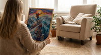 Mountain Climber Wall Art, Patriotic Colorado Decor - Alpine Adventure Print