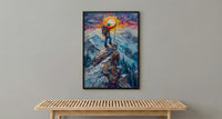 Mountain Climber Wall Art, Patriotic Colorado Decor - Alpine Adventure Print