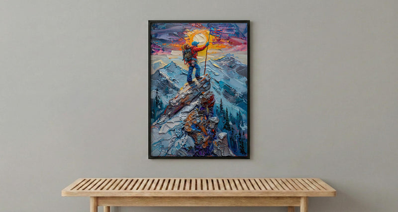 Mountain Climber Wall Art, Patriotic Colorado Decor - Alpine Adventure Print