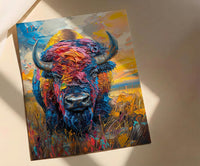 American Bison Art Print, Great Plains Decor - Patriotic Wildlife Landscape