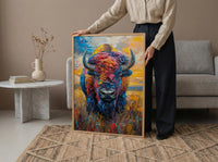 American Bison Art Print, Great Plains Decor - Patriotic Wildlife Landscape