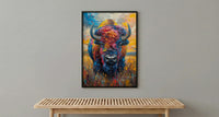 American Bison Art Print, Great Plains Decor - Patriotic Wildlife Landscape