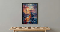 Golden Gate Bridge Art Print, Patriotic SF Decor - Navy Ship Poster