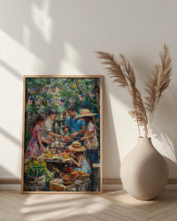 4th of July BBQ Poster, Summer Backyard Decor - Patriotic Family Art