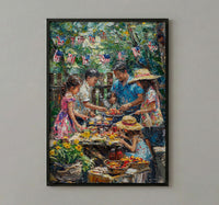 4th of July BBQ Poster, Summer Backyard Decor - Patriotic Family Art