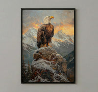 Bald Eagle Sunrise Poster, Majestic Mountain Decor - Patriotic Wildlife Art