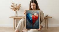 Patriotic Heart Art Print, Abstract Flag Decor - Red White Blue Wall Art