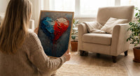Patriotic Heart Art Print, Abstract Flag Decor - Red White Blue Wall Art