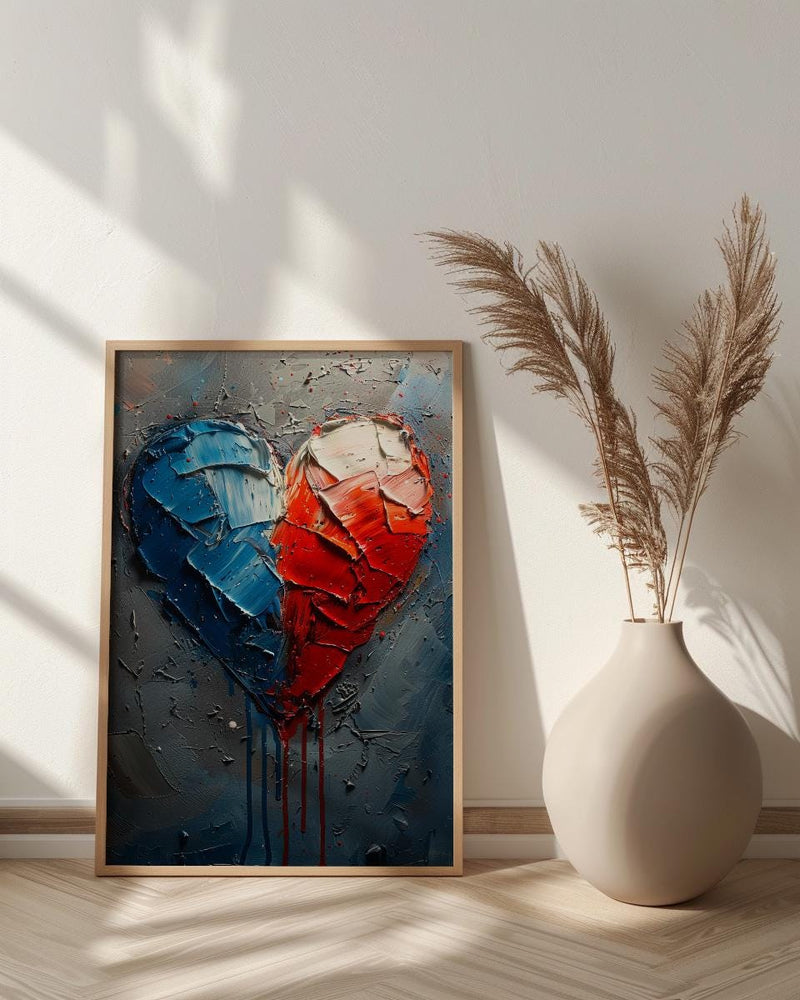 Patriotic Heart Art Print, Abstract Flag Decor - Red White Blue Wall Art