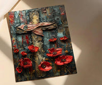 Wooden Cross Flag Art Print, Christian Patriotic Decor - Memorial Poppies Poster