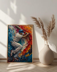 Baseball Player Wall Art, Sports Americana Decor - Patriotic Flag Print