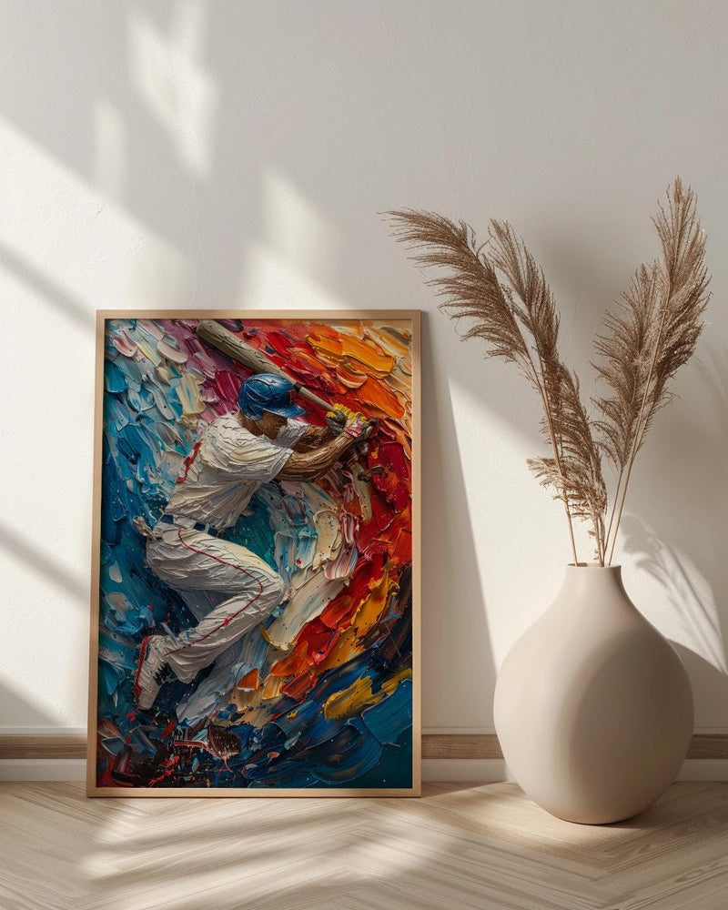 Baseball Player Wall Art, Sports Americana Decor - Patriotic Flag Print