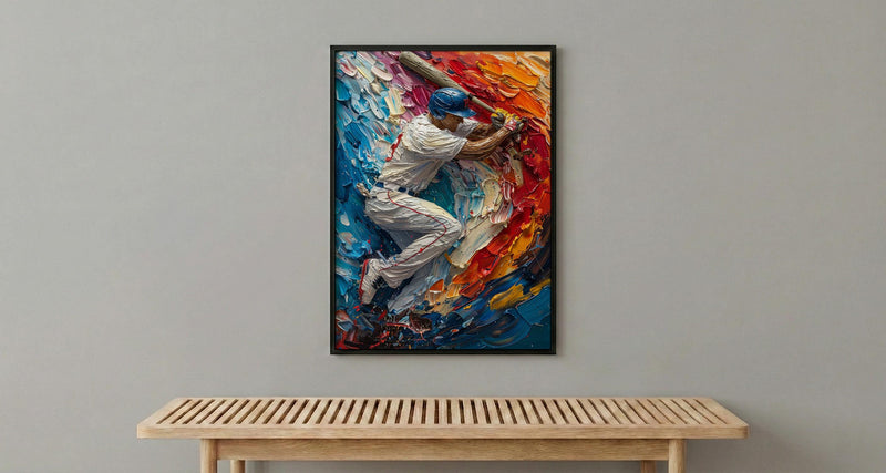Baseball Player Wall Art, Sports Americana Decor - Patriotic Flag Print