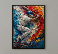Baseball Player Wall Art, Sports Americana Decor - Patriotic Flag Print