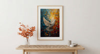 White Dove Liberty Poster, Peaceful Patriotic Decor - Historic Americana Art