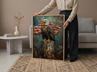 Bald Eagle Portrait Art Print, Rustic Patriotic Decor - Wildlife Americana Poster