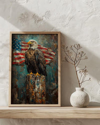 Bald Eagle Portrait Art Print, Rustic Patriotic Decor - Wildlife Americana Poster