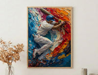 Baseball Player Wall Art, Sports Americana Decor - Patriotic Flag Print
