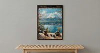 Japan Window Art Print, Mount Fuji Wall Decor - Matcha Tea Zen Landscape