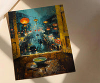 Vietnam Window Wall Art, Hoi An Lantern Decor - Pho Soup Rainy Street