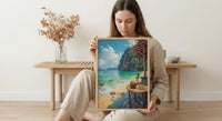 Thailand Window Wall Art, Beach Pad Thai Decor - Ocean Longtail Boat
