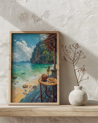 Thailand Window Wall Art, Beach Pad Thai Decor - Ocean Longtail Boat