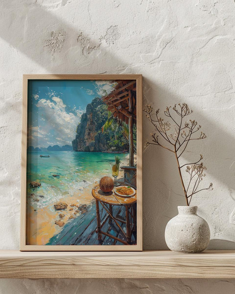 Thailand Window Wall Art, Beach Pad Thai Decor - Ocean Longtail Boat