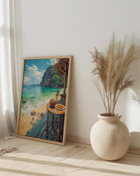 Thailand Window Wall Art, Beach Pad Thai Decor - Ocean Longtail Boat