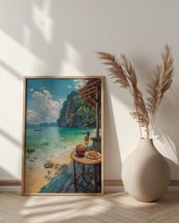 Thailand Window Wall Art, Beach Pad Thai Decor - Ocean Longtail Boat