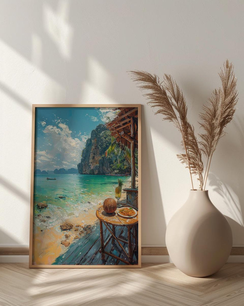Thailand Window Wall Art, Beach Pad Thai Decor - Ocean Longtail Boat