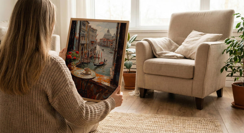 Venice Window Wall Art, Grand Canal Decor - Espresso Cup Mask Landscape