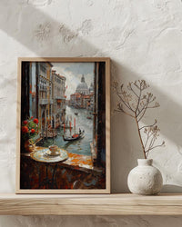 Venice Window Wall Art, Grand Canal Decor - Espresso Cup Mask Landscape