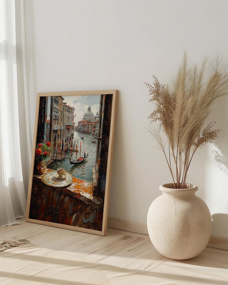 Venice Window Wall Art, Grand Canal Decor - Espresso Cup Mask Landscape