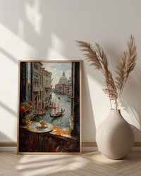 Venice Window Wall Art, Grand Canal Decor - Espresso Cup Mask Landscape