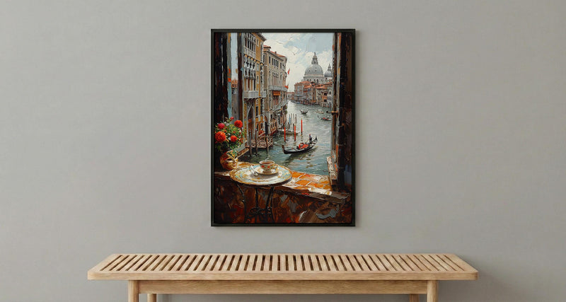 Venice Window Wall Art, Grand Canal Decor - Espresso Cup Mask Landscape