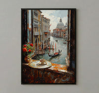 Venice Window Wall Art, Grand Canal Decor - Espresso Cup Mask Landscape