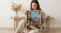 Barcelona Window Art Print, Gaudi Style Decor - Sangria Tapas Landscape