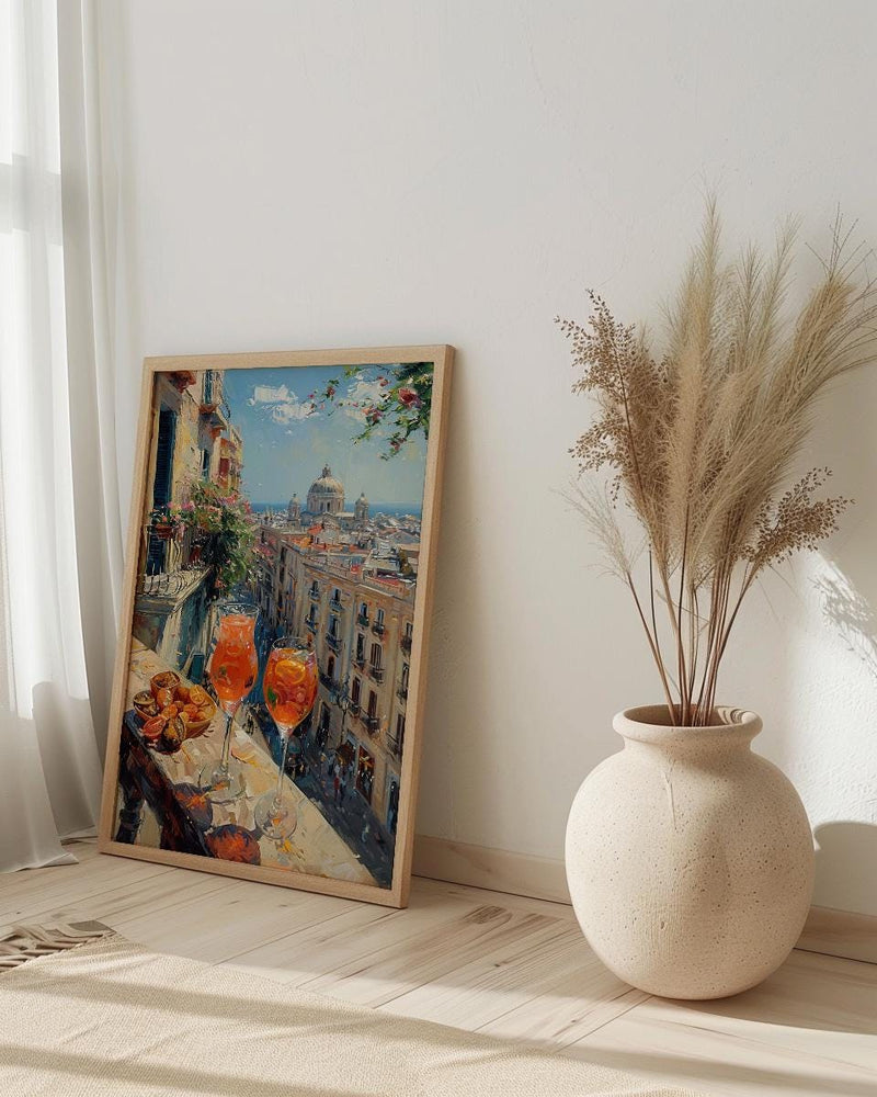 Barcelona Window Art Print, Gaudi Style Decor - Sangria Tapas Landscape
