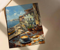 Lisbon Window Art Print, Yellow Tram Decor - Pastel De Nata Landscape