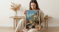 Lisbon Window Art Print, Yellow Tram Decor - Pastel De Nata Landscape