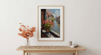 Amsterdam Window Wall Art, Canal House Decor - Red Tulip Spring Landscape