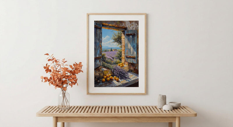 Provence Window Art Print, Lavender Decor - French Country Landscape