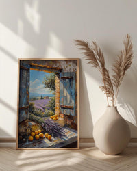Provence Window Art Print, Lavender Decor - French Country Landscape