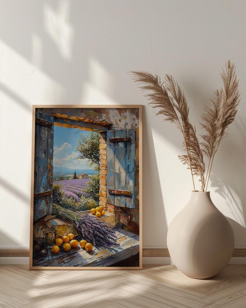 Provence Window Art Print, Lavender Decor - French Country Landscape