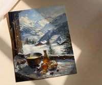 Switzerland Window Art Print, Alps Mountain Decor - Cheese Fondue Landscape