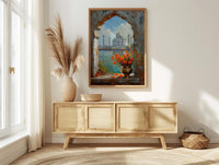Taj Mahal Window Art Print, India Decor - Marigold Sunrise Landscape
